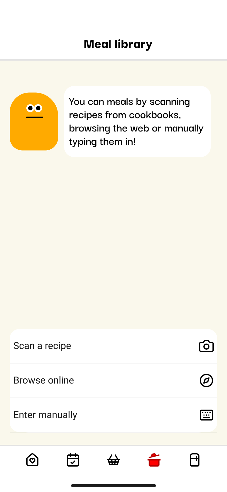 Scan recipes screen